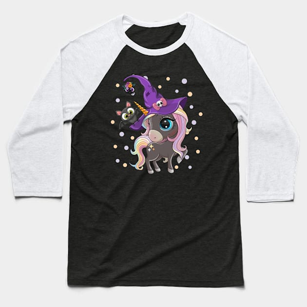 Halloween Unicorn Baseball T-Shirt by Reginast777